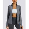 imageMAGCOMSEN Womens UPF 50 Athletic Jackets Full Zip Lightweight Workout Jacket SPF Sun Protection Shirts Hiking RunningGray