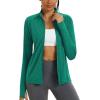 imageMAGCOMSEN Womens UPF 50 Athletic Jackets Full Zip Lightweight Workout Jacket SPF Sun Protection Shirts Hiking RunningGreen