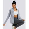 imageMAGCOMSEN Womens UPF 50 Athletic Jackets Full Zip Lightweight Workout Jacket SPF Sun Protection Shirts Hiking RunningLtgray