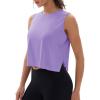 imageMAGCOMSEN Womens Crop Tank Tops Workout Sleeveless Shirts Loose Fit Gym Yoga Top with Side SlitsTaro Purple