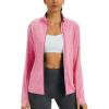 imageMAGCOMSEN Womens UPF 50 Athletic Jackets Full Zip Lightweight Workout Jacket SPF Sun Protection Shirts Hiking RunningPink