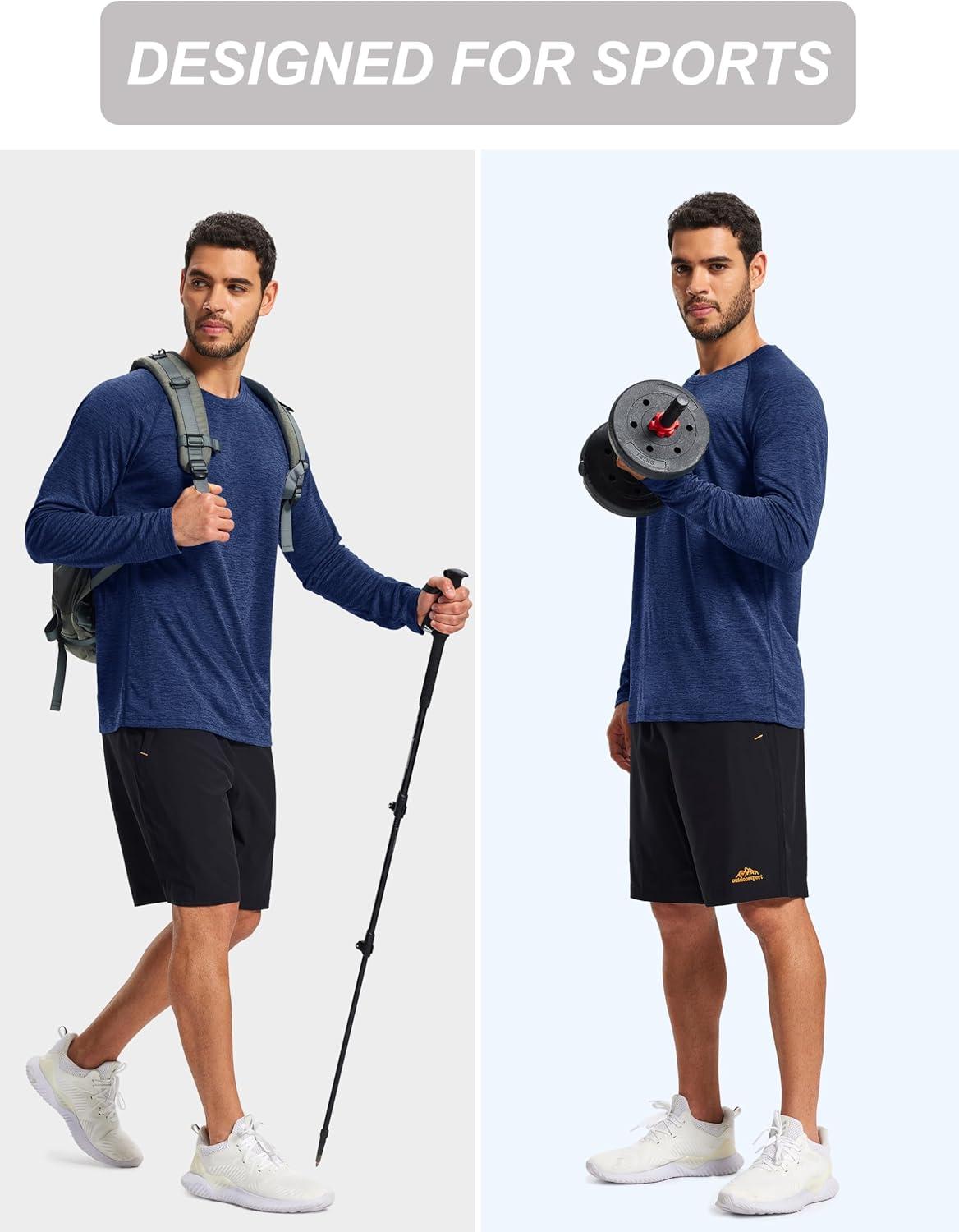 imageMAGCOMSEN Mens Long Sleeve Shirts UPF 50 Sun Protection Dry Fit Shirts Athletic Fishing Hiking Workout Rash GuardDark Blue