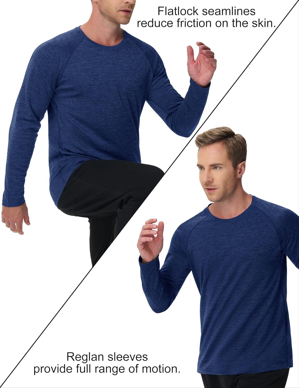 imageMAGCOMSEN Mens Long Sleeve Shirts UPF 50 Sun Protection Dry Fit Shirts Athletic Fishing Hiking Workout Rash GuardDark Blue