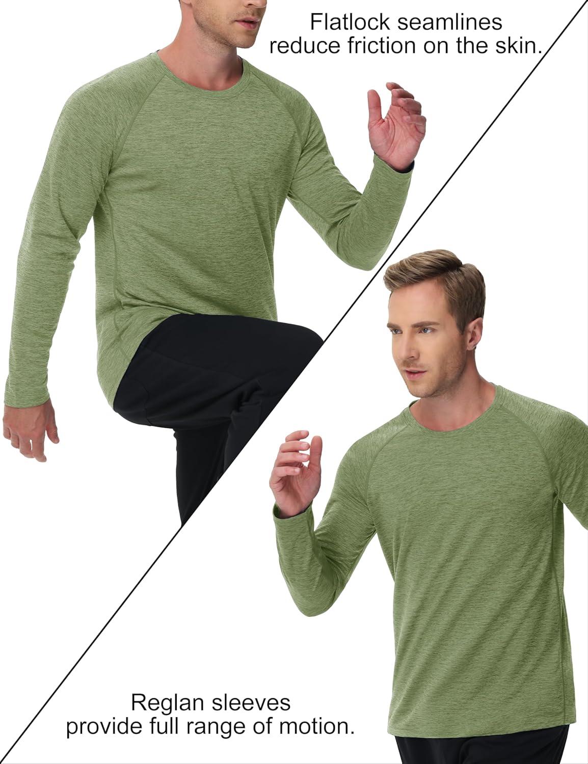 imageMAGCOMSEN Mens Long Sleeve Shirts UPF 50 Sun Protection Dry Fit Shirts Athletic Fishing Hiking Workout Rash GuardGreen