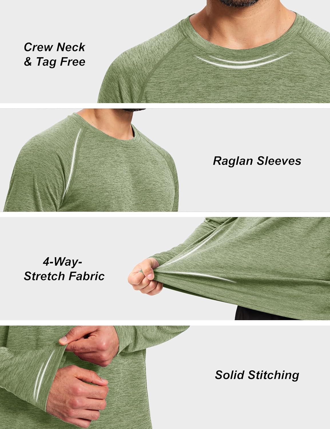 imageMAGCOMSEN Mens Long Sleeve Shirts UPF 50 Sun Protection Dry Fit Shirts Athletic Fishing Hiking Workout Rash GuardGreen