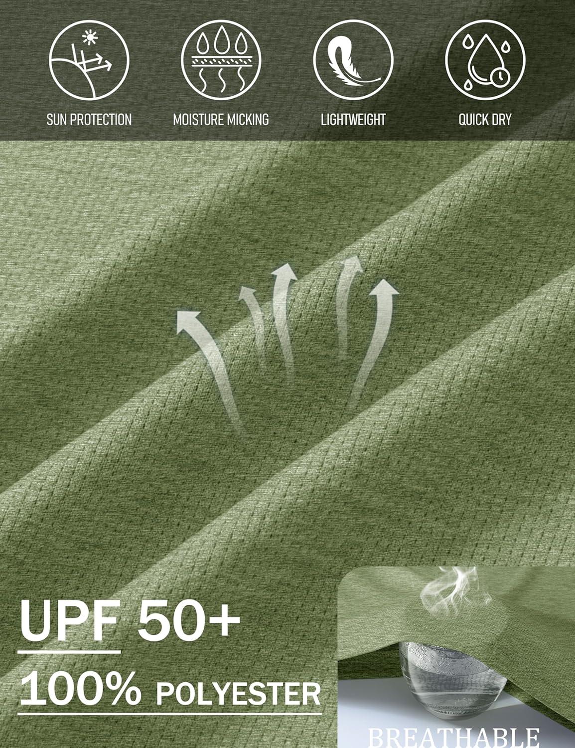 imageMAGCOMSEN Mens Long Sleeve Shirts UPF 50 Sun Protection Dry Fit Shirts Athletic Fishing Hiking Workout Rash GuardGreen