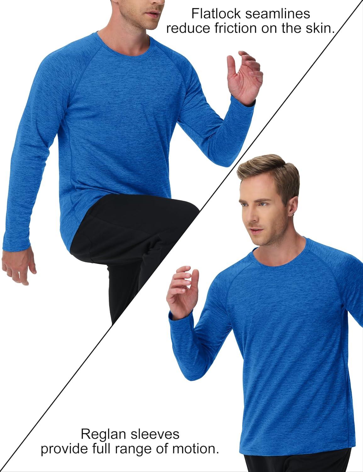 imageMAGCOMSEN Mens Long Sleeve Shirts UPF 50 Sun Protection Dry Fit Shirts Athletic Fishing Hiking Workout Rash GuardSea Blue