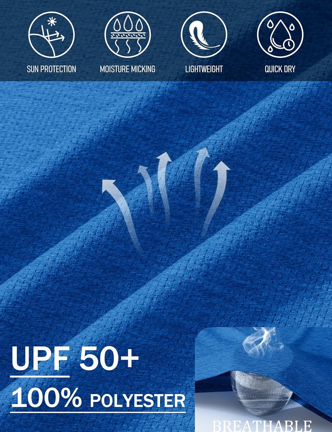 imageMAGCOMSEN Mens Long Sleeve Shirts UPF 50 Sun Protection Dry Fit Shirts Athletic Fishing Hiking Workout Rash GuardSea Blue