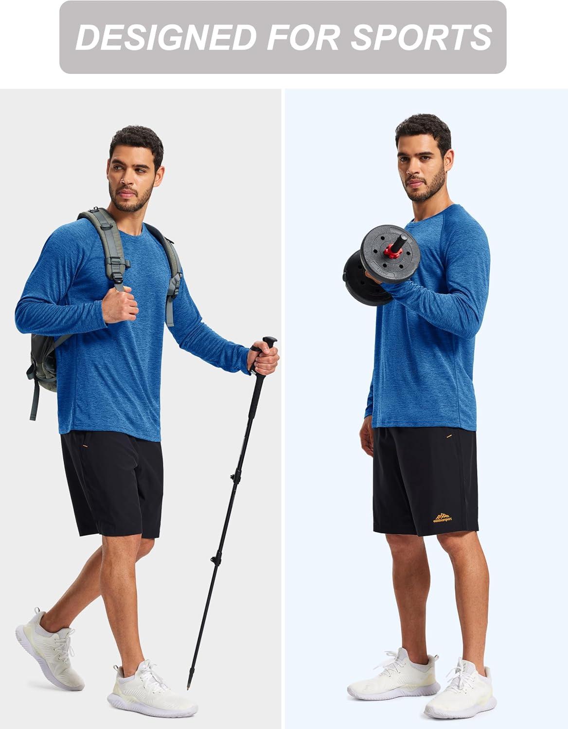 imageMAGCOMSEN Mens Long Sleeve Shirts UPF 50 Sun Protection Dry Fit Shirts Athletic Fishing Hiking Workout Rash GuardSea Blue