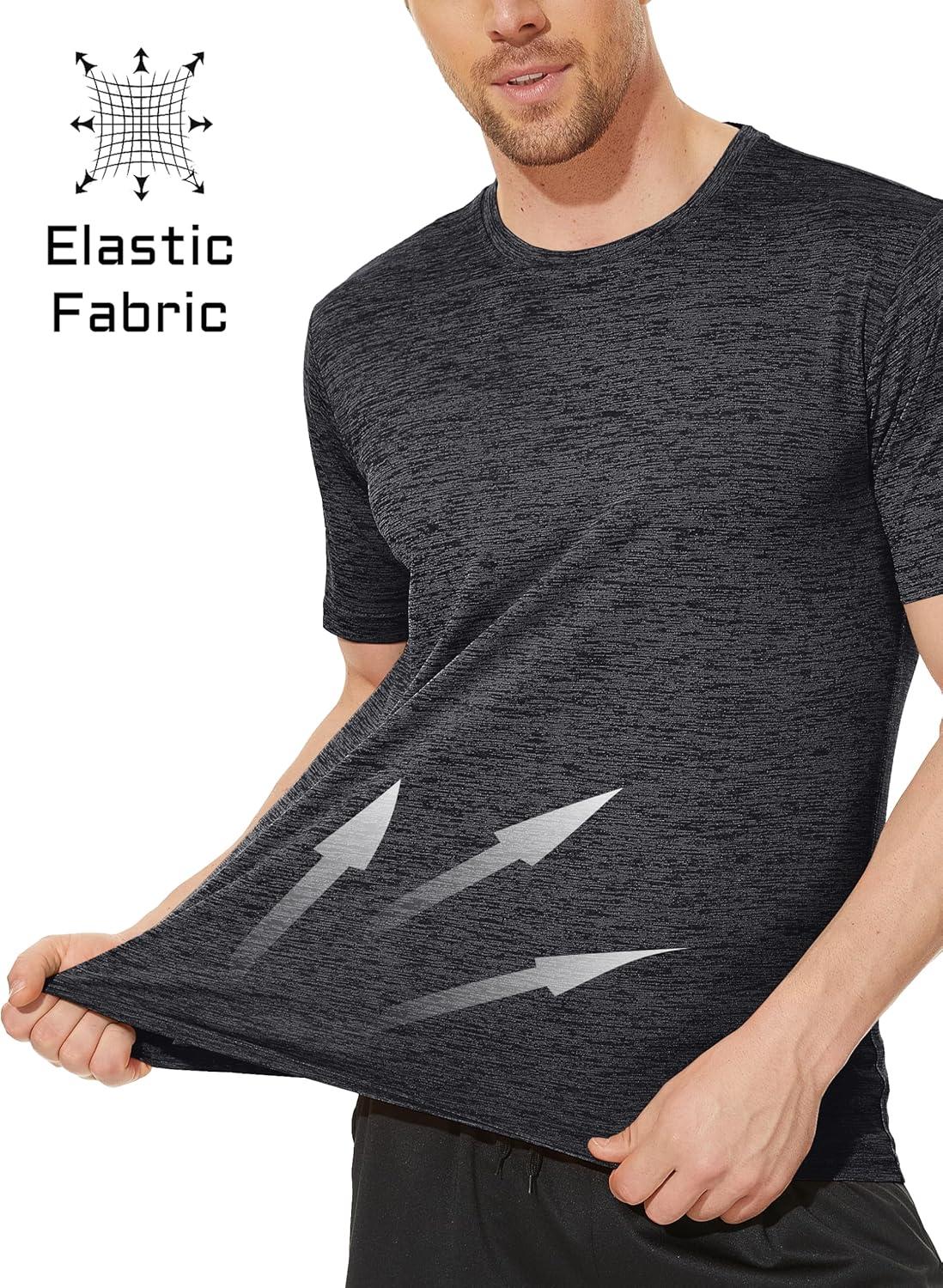 imageMAGCOMSEN Mens Workout T Shirts Athletic Short Sleeve Crew Neck Tee Lightweight Dry Fit Running Gym ShirtsBlack