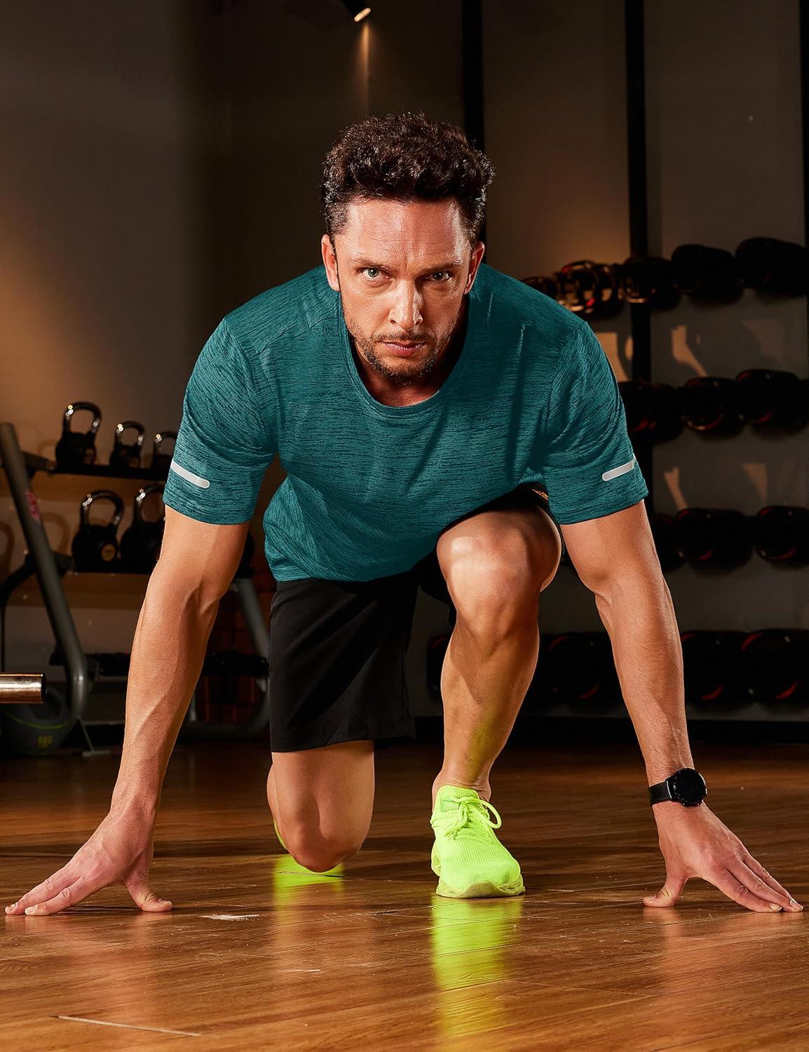 imageMAGCOMSEN Mens Workout T Shirts Athletic Short Sleeve Crew Neck Tee Lightweight Dry Fit Running Gym ShirtsJade Green