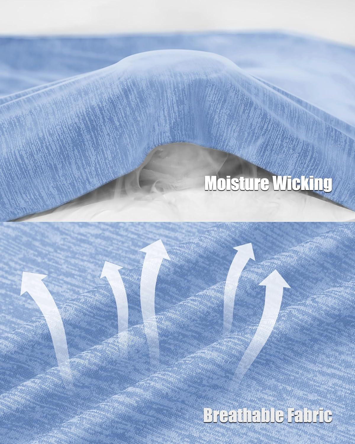 imageMAGCOMSEN Mens Workout T Shirts Athletic Short Sleeve Crew Neck Tee Lightweight Dry Fit Running Gym ShirtsLight Blue