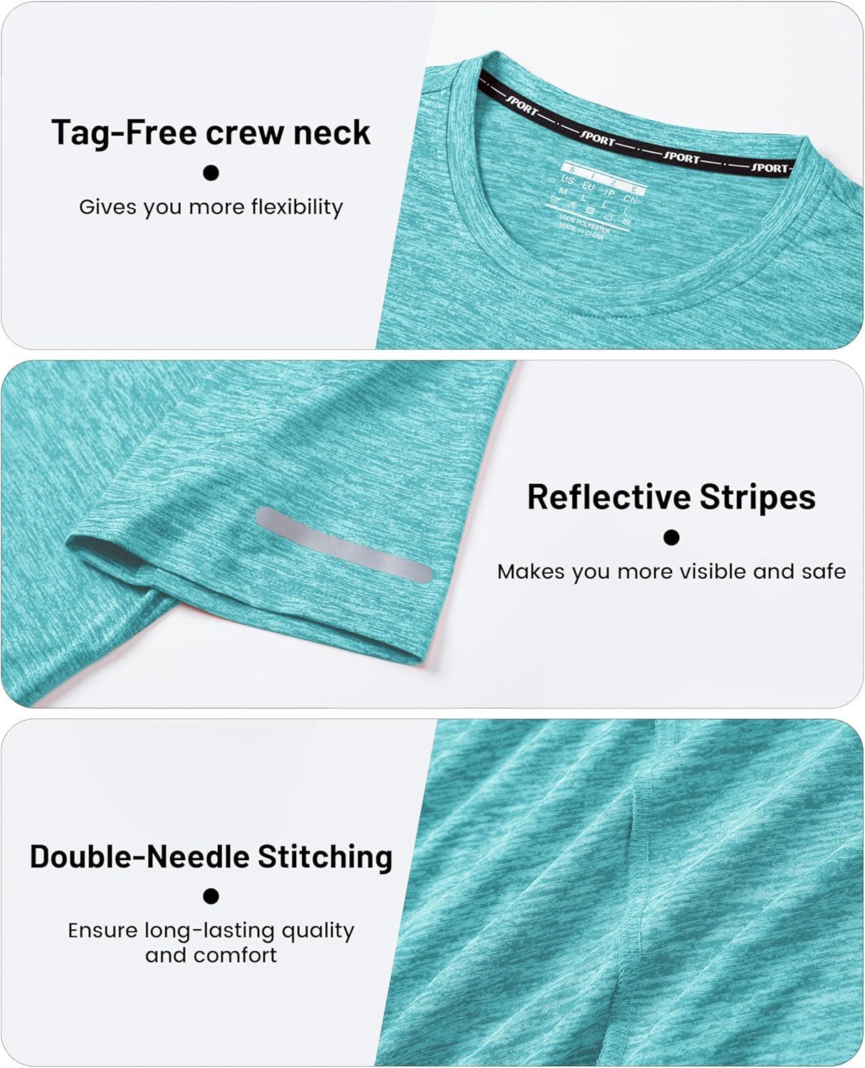 imageMAGCOMSEN Mens Workout T Shirts Athletic Short Sleeve Crew Neck Tee Lightweight Dry Fit Running Gym ShirtsLight Green