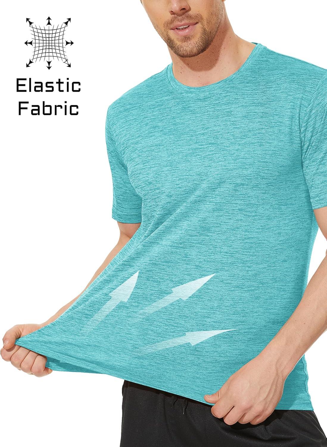 imageMAGCOMSEN Mens Workout T Shirts Athletic Short Sleeve Crew Neck Tee Lightweight Dry Fit Running Gym ShirtsLight Green