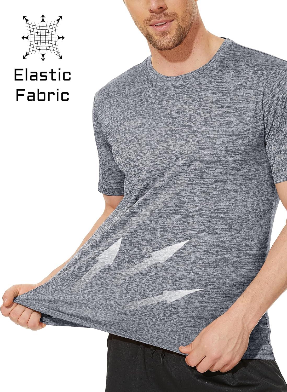 imageMAGCOMSEN Mens Workout T Shirts Athletic Short Sleeve Crew Neck Tee Lightweight Dry Fit Running Gym ShirtsLight Grey