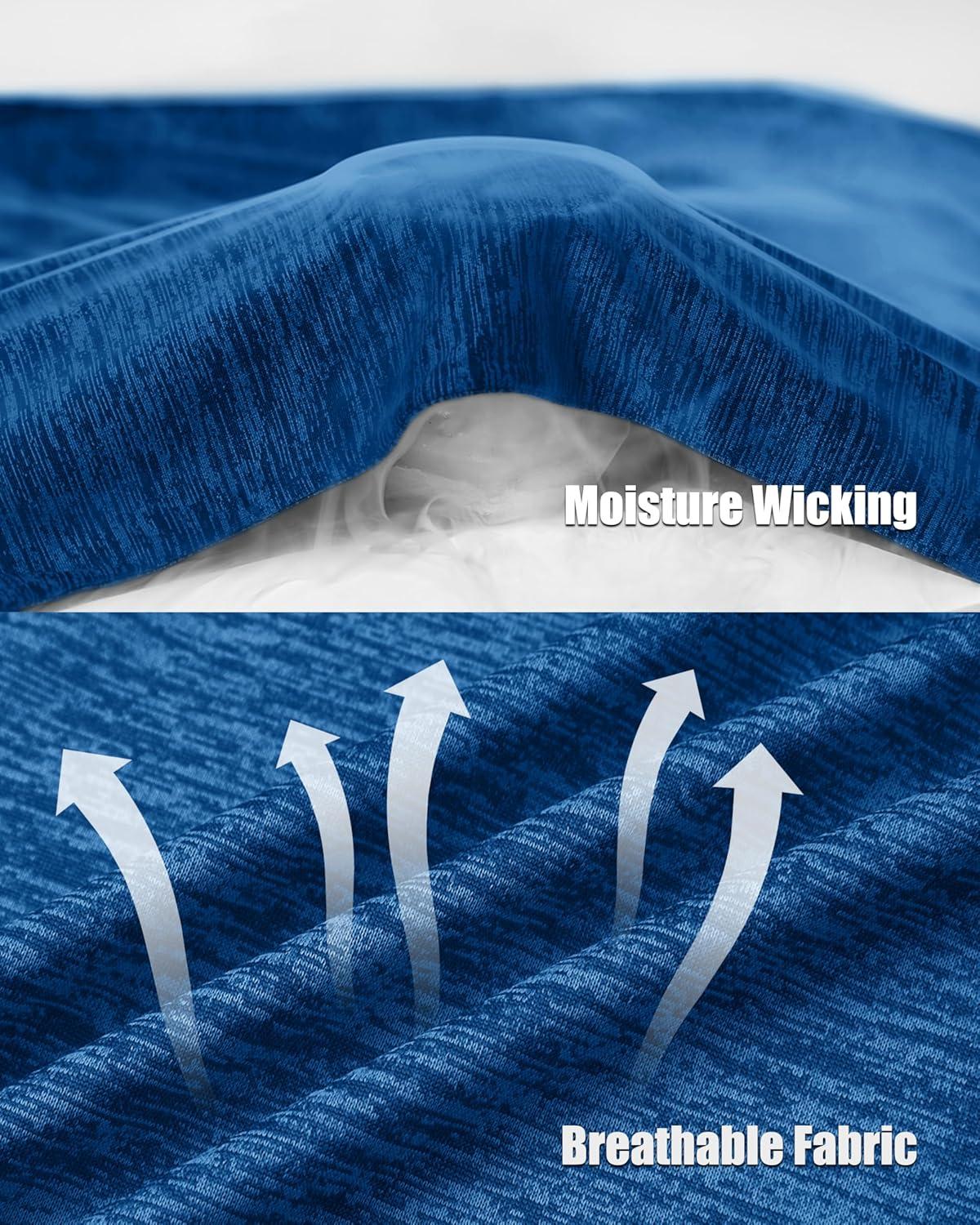 imageMAGCOMSEN Mens Workout T Shirts Athletic Short Sleeve Crew Neck Tee Lightweight Dry Fit Running Gym ShirtsMedium Blue