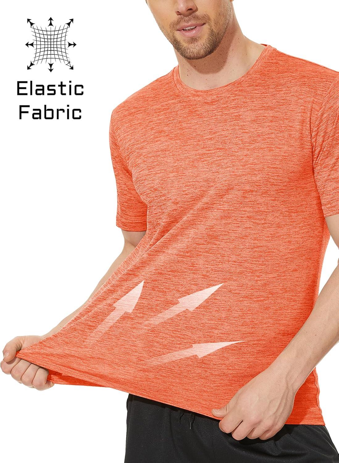 imageMAGCOMSEN Mens Workout T Shirts Athletic Short Sleeve Crew Neck Tee Lightweight Dry Fit Running Gym ShirtsOrange
