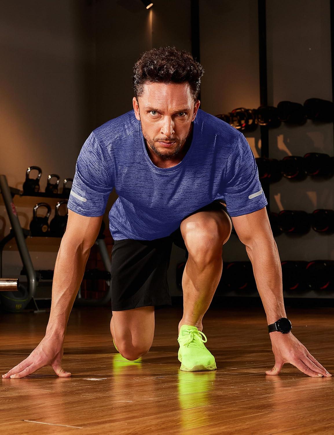 imageMAGCOMSEN Mens Workout T Shirts Athletic Short Sleeve Crew Neck Tee Lightweight Dry Fit Running Gym ShirtsViolet