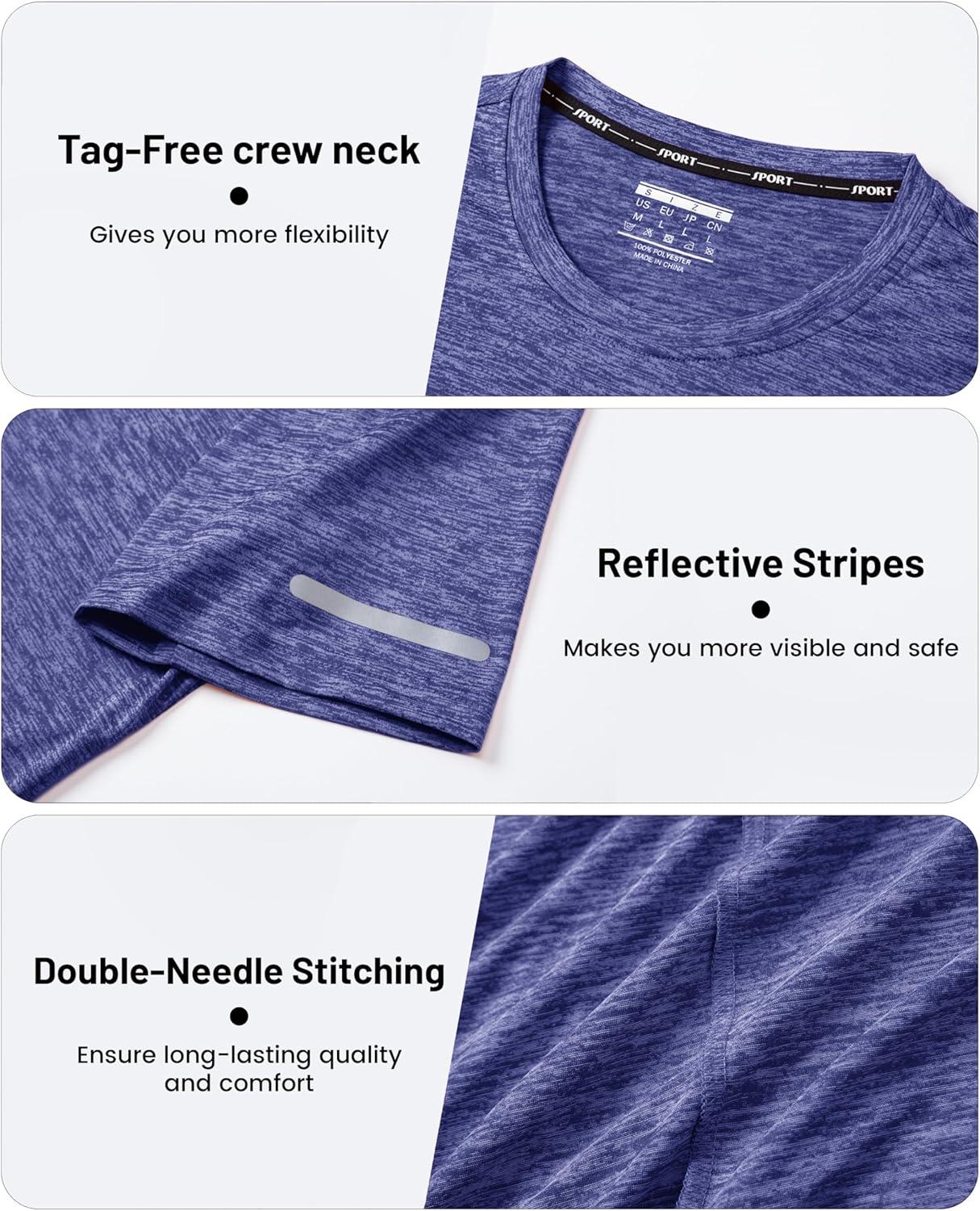 imageMAGCOMSEN Mens Workout T Shirts Athletic Short Sleeve Crew Neck Tee Lightweight Dry Fit Running Gym ShirtsViolet