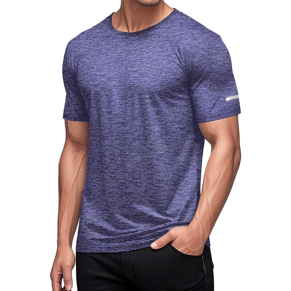 imageMAGCOMSEN Mens Workout T Shirts Athletic Short Sleeve Crew Neck Tee Lightweight Dry Fit Running Gym ShirtsViolet