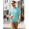 imageMAGCOMSEN Mens TShirts Short Sleeve Cotton Crew Neck Soft Breathable T Shirts Casual Plain Classic Summer TeesLight Lake Blue