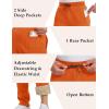 imageMAGCOMSEN Mens Winter Fleece Pants Sherpa Lined Sweatpants Thermal Warm Thicken Pants Active Joggers with 3 PocketsOrange