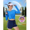 imageMAGCOMSEN Womens Long Sleeve Shirts UPF 80 Quick Dry Athletic Workout Tee Shirts with Thumb Holes Rash Guard Swim TopsAzure