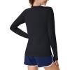 imageMAGCOMSEN Womens Long Sleeve Shirts UPF 80 Quick Dry Athletic Workout Tee Shirts with Thumb Holes Rash Guard Swim TopsBlack