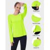 imageMAGCOMSEN Womens Long Sleeve Shirts UPF 80 Quick Dry Athletic Workout Tee Shirts with Thumb Holes Rash Guard Swim TopsFluorescent Green