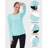 imageMAGCOMSEN Womens Long Sleeve Shirts UPF 80 Quick Dry Athletic Workout Tee Shirts with Thumb Holes Rash Guard Swim TopsLight Blue