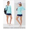 imageMAGCOMSEN Womens Long Sleeve Shirts UPF 80 Quick Dry Athletic Workout Tee Shirts with Thumb Holes Rash Guard Swim TopsLight Blue