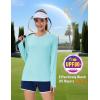 imageMAGCOMSEN Womens Long Sleeve Shirts UPF 80 Quick Dry Athletic Workout Tee Shirts with Thumb Holes Rash Guard Swim TopsLight Blue