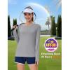 imageMAGCOMSEN Womens Long Sleeve Shirts UPF 80 Quick Dry Athletic Workout Tee Shirts with Thumb Holes Rash Guard Swim TopsLight Grey