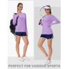 imageMAGCOMSEN Womens Long Sleeve Shirts UPF 80 Quick Dry Athletic Workout Tee Shirts with Thumb Holes Rash Guard Swim TopsLight Purple