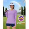 imageMAGCOMSEN Womens Long Sleeve Shirts UPF 80 Quick Dry Athletic Workout Tee Shirts with Thumb Holes Rash Guard Swim TopsLight Purple