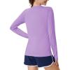 imageMAGCOMSEN Womens Long Sleeve Shirts UPF 80 Quick Dry Athletic Workout Tee Shirts with Thumb Holes Rash Guard Swim TopsLight Purple