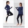 imageMAGCOMSEN Womens Long Sleeve Shirts UPF 80 Quick Dry Athletic Workout Tee Shirts with Thumb Holes Rash Guard Swim TopsNavy Blue