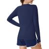 imageMAGCOMSEN Womens Long Sleeve Shirts UPF 80 Quick Dry Athletic Workout Tee Shirts with Thumb Holes Rash Guard Swim TopsNavy Blue