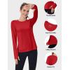 imageMAGCOMSEN Womens Long Sleeve Shirts UPF 80 Quick Dry Athletic Workout Tee Shirts with Thumb Holes Rash Guard Swim TopsRed