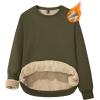imageMAGCOMSEN Womens Sherpa Lined Sweatshirts Thermal Casual Crewneck Fleece Pullover Winter Warm Thick TopsArmy Green