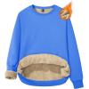 imageMAGCOMSEN Womens Sherpa Lined Sweatshirts Thermal Casual Crewneck Fleece Pullover Winter Warm Thick TopsAzure