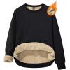 imageMAGCOMSEN Womens Sherpa Lined Sweatshirts Thermal Casual Crewneck Fleece Pullover Winter Warm Thick TopsBlack