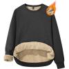 imageMAGCOMSEN Womens Sherpa Lined Sweatshirts Thermal Casual Crewneck Fleece Pullover Winter Warm Thick TopsDark Grey