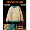 imageMAGCOMSEN Womens Sherpa Lined Sweatshirts Thermal Casual Crewneck Fleece Pullover Winter Warm Thick TopsEmerald Green