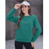 imageMAGCOMSEN Womens Sherpa Lined Sweatshirts Thermal Casual Crewneck Fleece Pullover Winter Warm Thick TopsEmerald Green