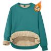 imageMAGCOMSEN Womens Sherpa Lined Sweatshirts Thermal Casual Crewneck Fleece Pullover Winter Warm Thick TopsEmerald Green