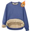 imageMAGCOMSEN Womens Sherpa Lined Sweatshirts Thermal Casual Crewneck Fleece Pullover Winter Warm Thick TopsGrey Blue