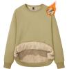 imageMAGCOMSEN Womens Sherpa Lined Sweatshirts Thermal Casual Crewneck Fleece Pullover Winter Warm Thick TopsKhaki