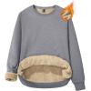 imageMAGCOMSEN Womens Sherpa Lined Sweatshirts Thermal Casual Crewneck Fleece Pullover Winter Warm Thick TopsLight Grey