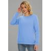 imageMAGCOMSEN Womens Sherpa Lined Sweatshirts Thermal Casual Crewneck Fleece Pullover Winter Warm Thick TopsSky Blue